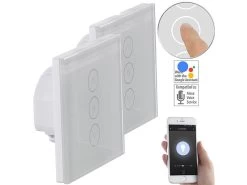 Luminea Home Control Smart Home Lichtschalter:2er-Set Touch-Lichtschalter & Dimmer, Für Alexa & Google Assistant
