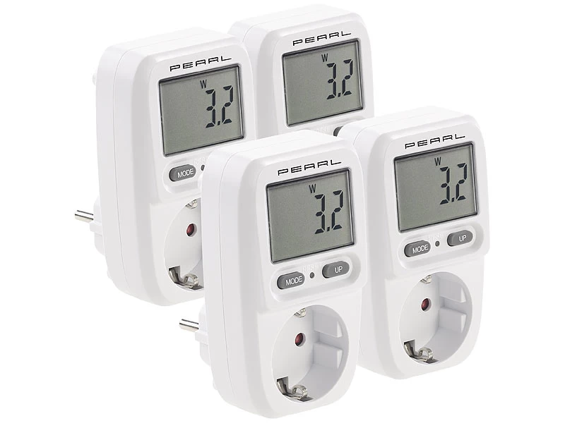 Revolt Energiekostenmessgerät:4er-Set Digitale Energiekosten-Messer & Stromverbrauchs-Zähler