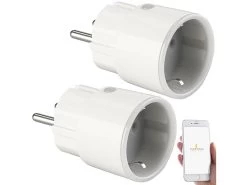 Luminea Home Control WLAN Stecker:2er-Set Mini WLAN-Steckdose, App, F. Amazon Alexa, Google Assist., 16A