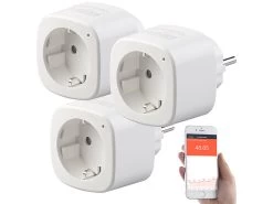 Luminea Home Control 3er-Set WLAN-Steckdosen Mit Energiekostenmesser, App & Sprachsteuerung