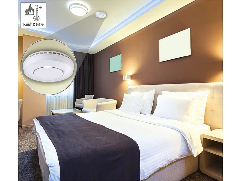 VisorTech Rauch Und Hitzemelder:Funk-Hitze-/Rauchmelder, Vernetzbar Mit Funk-Warnsystem WMS-250, 100 M – Bild 2