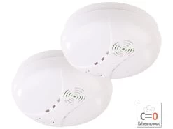 VisorTech Co2 Warner:2er-Set Kohlenmonoxid-Melder Mit Batterie, DIN EN 50291-1, 85 DB