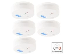 VisorTech Kohlenmonoxydmelder:Digit. Kohlenmonoxid-Melder, LCD-Display, 85dB, EN 50291, 5er-Set