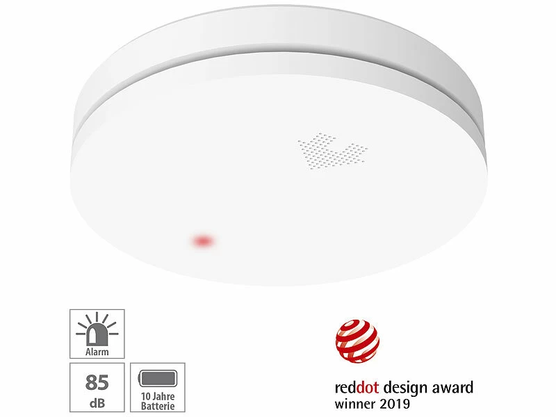 VisorTech Optische Rauchwarnmelder:3er-Set Fotoelektrische Slim-Rauchwarnmelder, 10-Jahres-Batterie, VDS – Bild 9