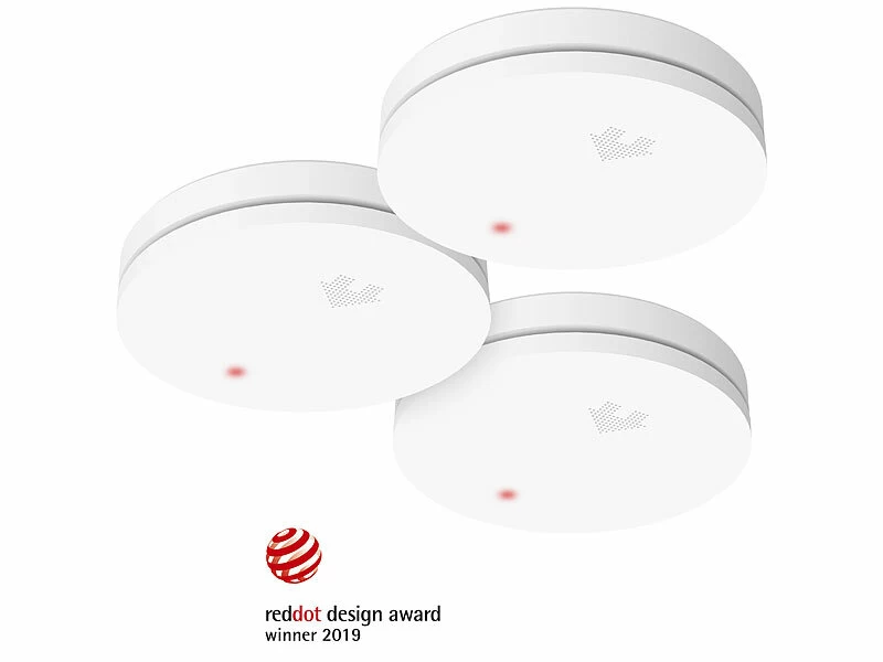 VisorTech Optische Rauchwarnmelder:3er-Set Fotoelektrische Slim-Rauchwarnmelder, 10-Jahres-Batterie, VDS – Bild 2