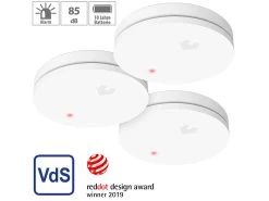 VisorTech Optische Rauchwarnmelder:3er-Set Fotoelektrische Slim-Rauchwarnmelder, 10-Jahres-Batterie, VDS