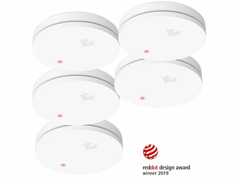 VisorTech Rauchmelder VdS:5er-Set Fotoelektrische Slim-Rauchwarnmelder, 10-Jahres-Batterie, VDS – Bild 2