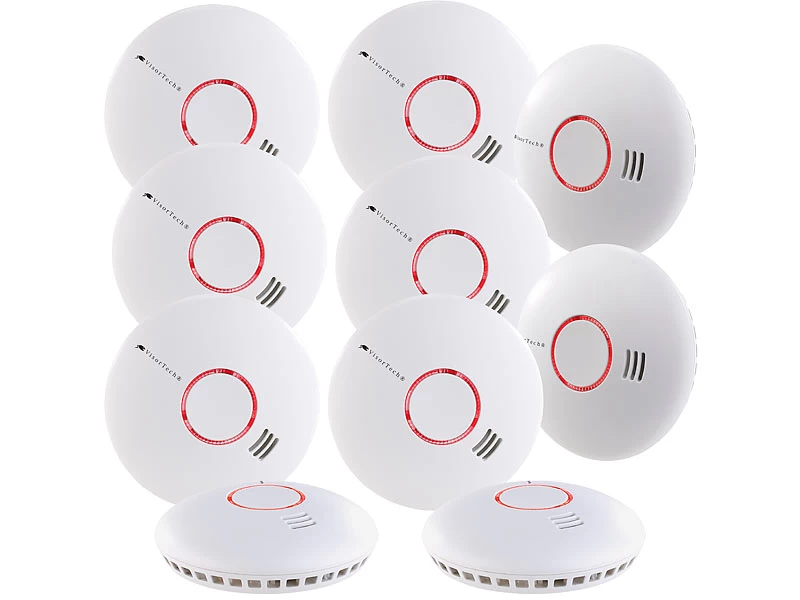 VisorTech Rauchmelder Mit Apps:10er-Set WLAN-Rauch- & Hitzemelder, Versandrückläufer – Bild 2