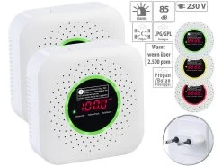 VisorTech Multi-Gasmelder:2er-Set Design-Steckdosen-Multigasmelder Für Erdgas Und Autogas