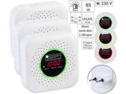 VisorTech Gas-Alarme:3er-Set Design-Steckdosen-Multigasmelder Für Erdgas Und Autogas