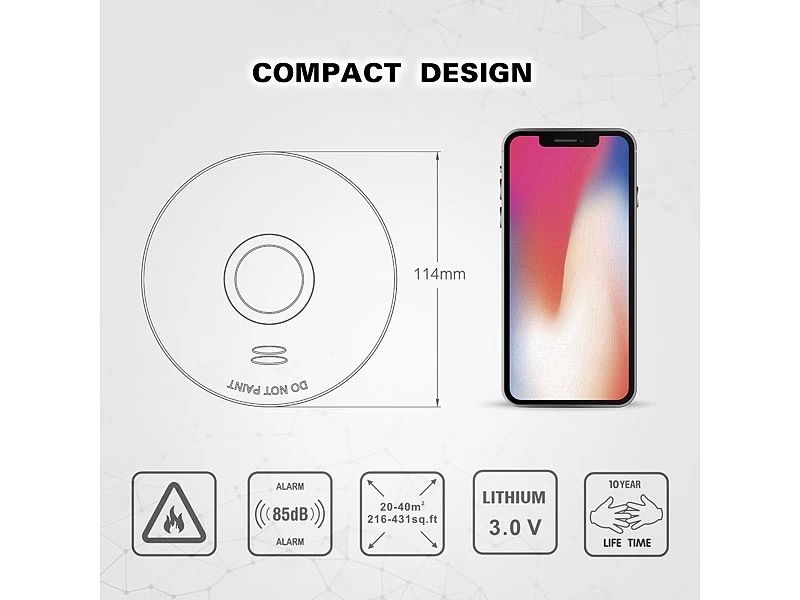 VisorTech Feuermelder Funk:3er-Set Vernetzbare Funk-Rauchmelder, 85 DB, VdS, 10-J.-Batterie – Bild 9