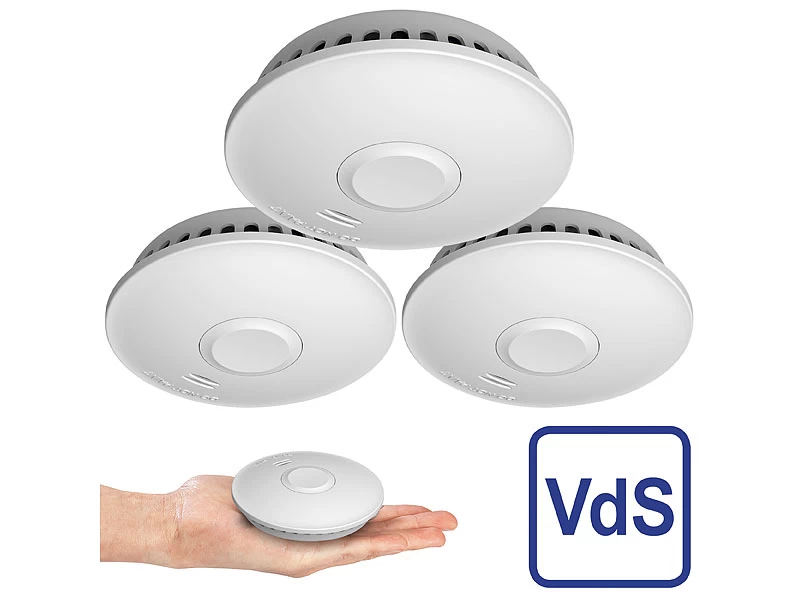 VisorTech Feuermelder Funk:3er-Set Vernetzbare Funk-Rauchmelder, 85 DB, VdS, 10-J.-Batterie – Bild 2