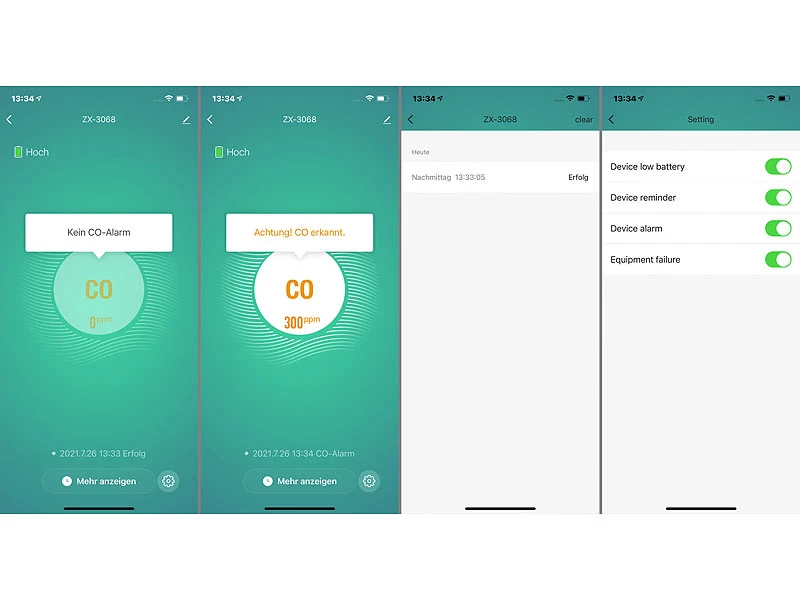 VisorTech Kohlenmonoxid Warner:WLAN-Kohlenmonoxid-Melder, LCD-Display, App, 85dB, Gem. DIN EN 50291-1 – Bild 7