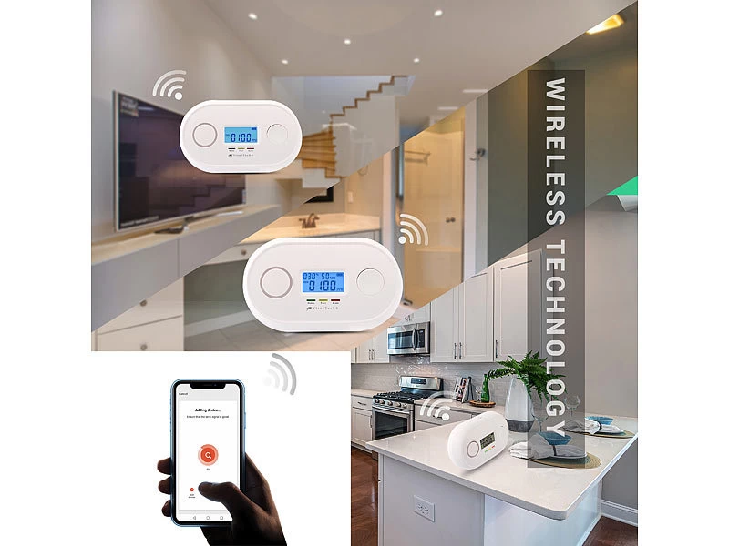 VisorTech Kohlenmonoxid Warner:WLAN-Kohlenmonoxid-Melder, LCD-Display, App, 85dB, Gem. DIN EN 50291-1 – Bild 6