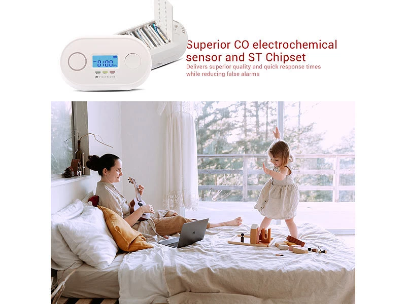 VisorTech Kohlenmonoxid Warner:WLAN-Kohlenmonoxid-Melder, LCD-Display, App, 85dB, Gem. DIN EN 50291-1 – Bild 11