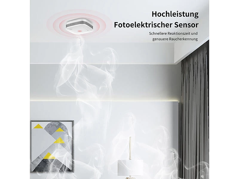 VisorTech Rauchwarnmelder:5er-Set WLAN-Design-Rauchmelder Mit Weltweiter App-Benachrichtigung – Bild 8