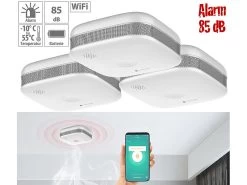 VisorTech WiFi Rauchmelder:3er-Set WLAN-Design-Rauchmelder Mit Weltweiter App-Benachrichtigung
