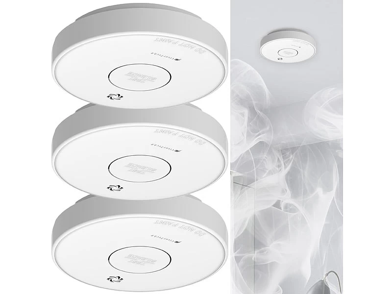 VisorTech Rauchmelder Vernetzbar:3er-Set Drahtlos Vernetzbare Funk-Rauchwarnmelder, 85 DB – Bild 2