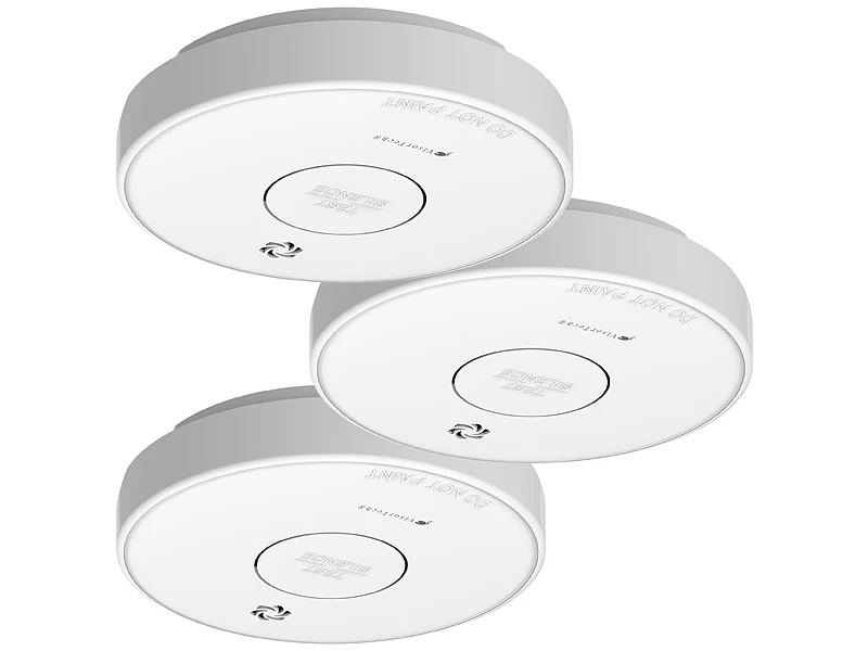 VisorTech Rauchmelder Vernetzbar:3er-Set Drahtlos Vernetzbare Funk-Rauchwarnmelder, 85 DB – Bild 3