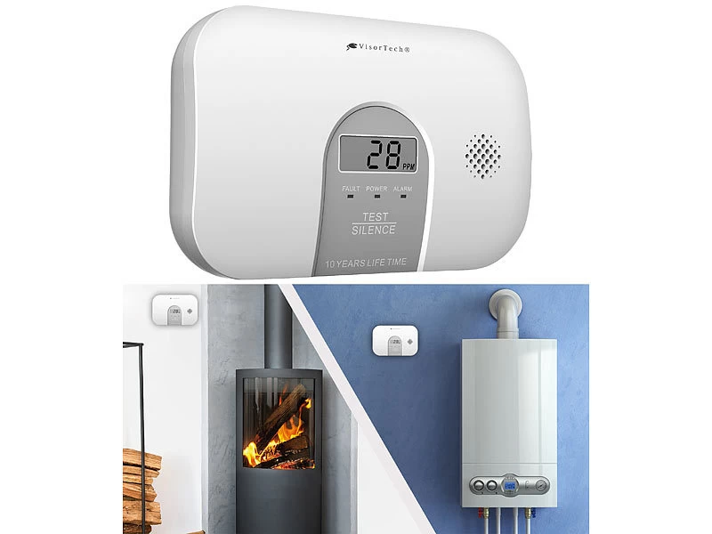 VisorTech CO Messgerät:Kohlenmonoxid-Melder, 10-Jahres-Sensor, Display, 85 DB, EN 50291 – Bild 2