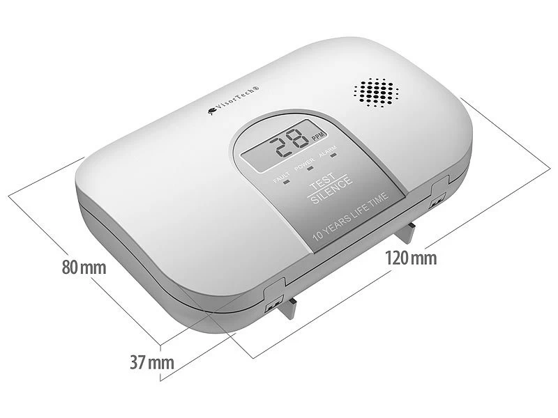 VisorTech CO Messgerät:Kohlenmonoxid-Melder, 10-Jahres-Sensor, Display, 85 DB, EN 50291 – Bild 6