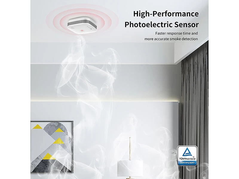 VisorTech Funkbrandmelder:10er-Set Drahtlos Vernetzbare Funk-Rauchwarnmelder, 5-Jahres-Batterie – Bild 5