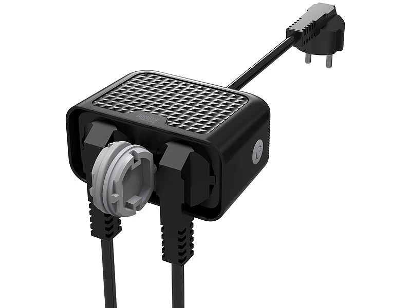 Luminea Home Control Aussensteckdose:Outdoor-WLAN-2-fach-Steckdose Komp. Zu Amazon Alexa & Google Assistant – Bild 5