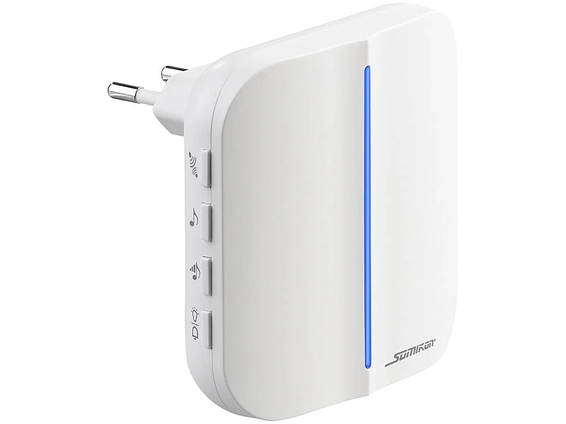 Somikon WLAN Türklingel:2 WLAN-Steckdosen-Empfänger, Kinetischer Klingelknopf, App, 100m, 80dB – Bild 11