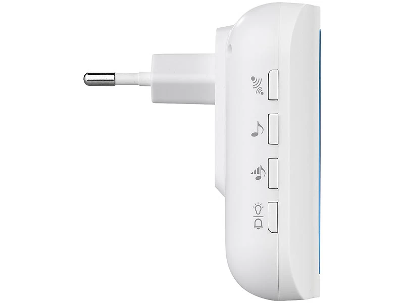 Somikon WLAN Türklingel:2 WLAN-Steckdosen-Empfänger, Kinetischer Klingelknopf, App, 100m, 80dB – Bild 6