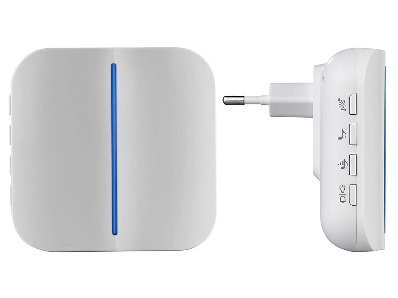 Somikon WLAN Türklingel:2 WLAN-Steckdosen-Empfänger, Kinetischer Klingelknopf, App, 100m, 80dB – Bild 8