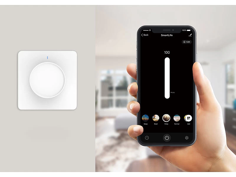 Luminea Home Control Alexa Dimmer-Schalter:4er WLAN-Lichtschalter & Dimmer Mit Dreh-/Drück-Funktion Und App – Bild 11