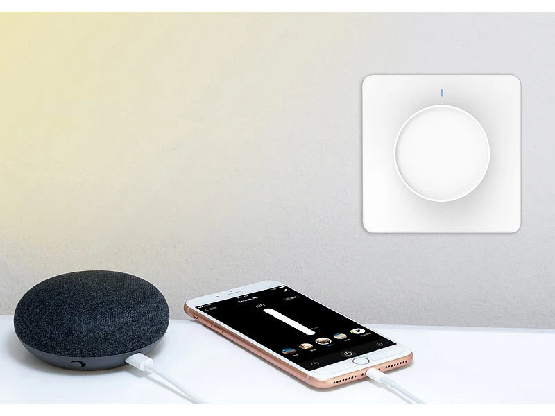 Luminea Home Control Alexa Dimmer-Schalter:4er WLAN-Lichtschalter & Dimmer Mit Dreh-/Drück-Funktion Und App – Bild 12
