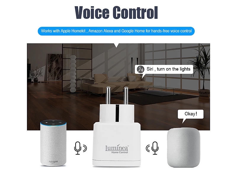 Luminea Home Control Smarte Steckdose:2er-Set WLAN-Steckdosen, Apple-HomeKit-zertifiziert, Sprachsteuerung – Bild 10