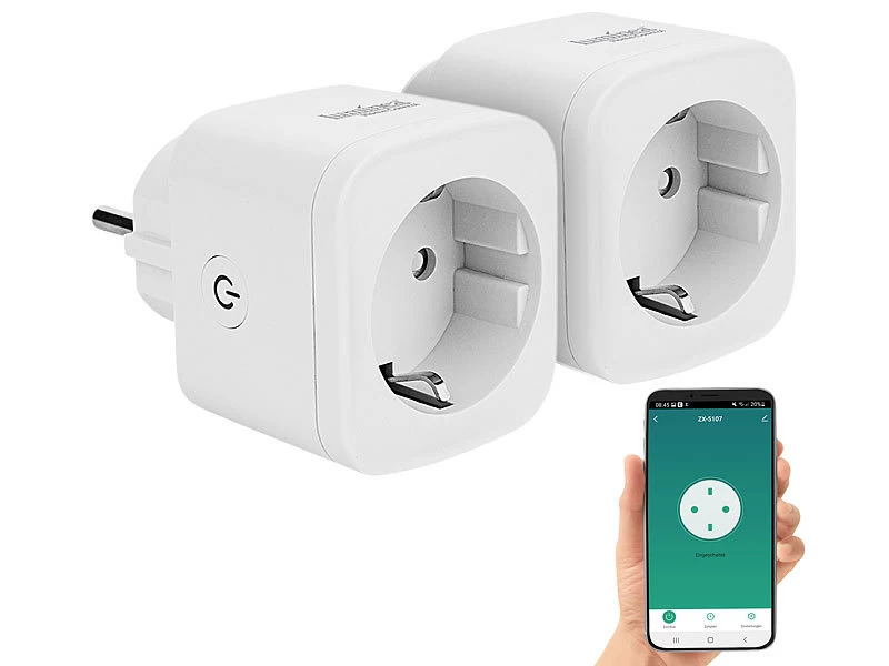 Luminea Home Control Smarte Steckdose:2er-Set WLAN-Steckdosen, Apple-HomeKit-zertifiziert, Sprachsteuerung – Bild 3