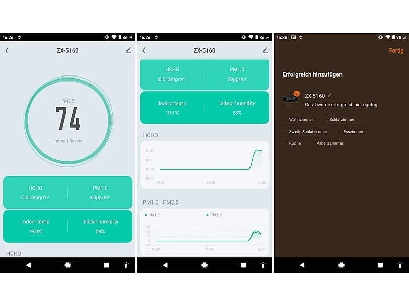 AGT Luftmesser:5in1-Akku-Luftqualitätsmesser, HCHO, PM1/2,5, Temperatur U.v.m., App – Bild 7