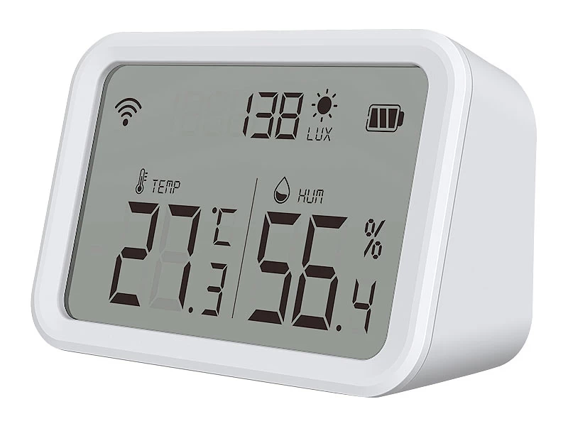 Luminea Home Control WLAN Temperatursensor:3in1-WLAN-Sensor Für Temperatur, Luftfeuchtigkeit Und Helligkeit, App – Bild 12