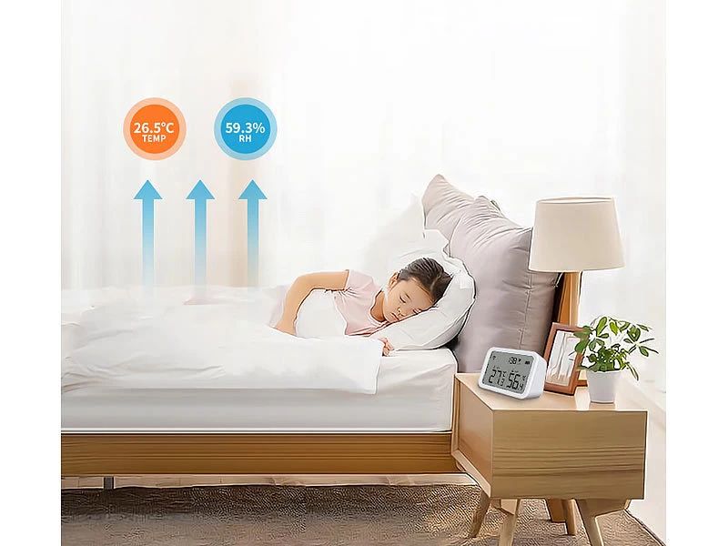 Luminea Home Control WLAN Temperatursensor:3in1-WLAN-Sensor Für Temperatur, Luftfeuchtigkeit Und Helligkeit, App – Bild 7