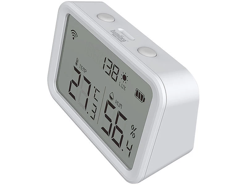 Luminea Home Control WLAN Temperatursensor:3in1-WLAN-Sensor Für Temperatur, Luftfeuchtigkeit Und Helligkeit, App – Bild 8