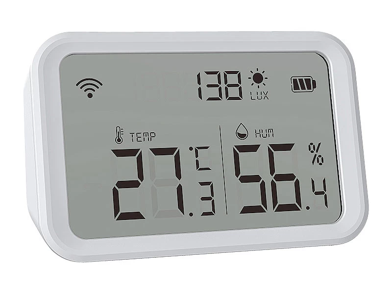 Luminea Home Control WLAN Temperatursensor:3in1-WLAN-Sensor Für Temperatur, Luftfeuchtigkeit Und Helligkeit, App – Bild 9