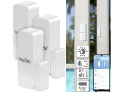 Luminea Home Control Alarmanlagen:3er-Set ZigBee-Tür- & Fensteralarm, Für Alexa, GA Und Siri, App
