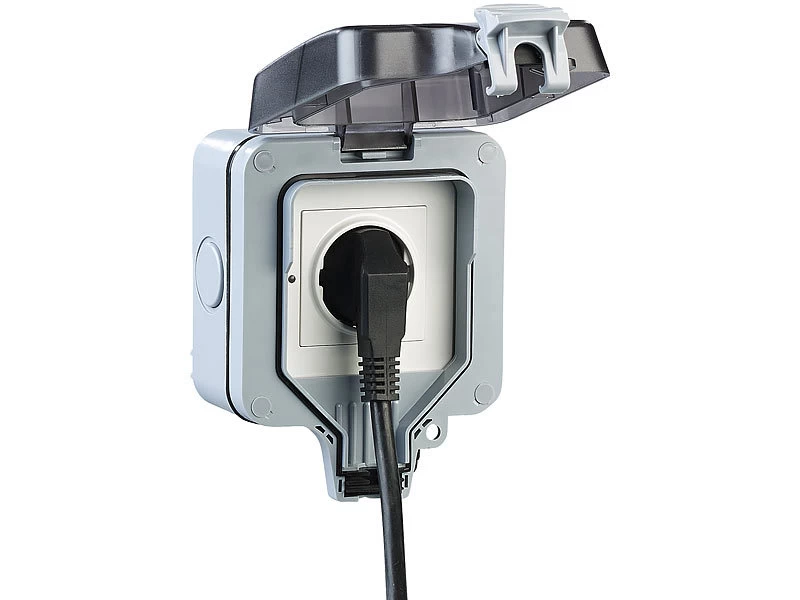 Luminea Home Control Outdoor Steckdose:Outdoor-WLAN-Aufputzsteckdose, Sprachsteuerung, Verbrauchsmesser, App – Bild 11