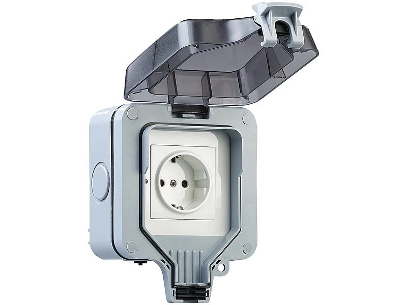 Luminea Home Control Outdoor Steckdose:Outdoor-WLAN-Aufputzsteckdose, Sprachsteuerung, Verbrauchsmesser, App – Bild 12