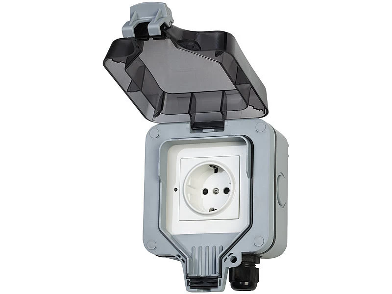 Luminea Home Control Outdoor Steckdose:Outdoor-WLAN-Aufputzsteckdose, Sprachsteuerung, Verbrauchsmesser, App – Bild 9