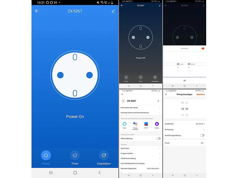 Luminea Home Control Outdoor Steckdose:Outdoor-WLAN-Aufputzsteckdose, Sprachsteuerung, Verbrauchsmesser, App – Bild 5