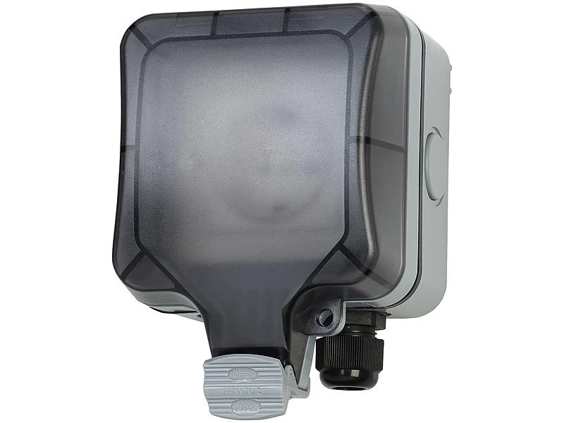 Luminea Home Control Outdoor Steckdose:Outdoor-WLAN-Aufputzsteckdose, Sprachsteuerung, Verbrauchsmesser, App – Bild 8