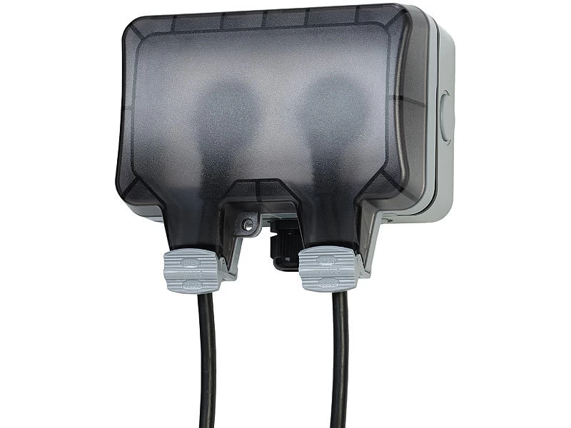 Luminea Home Control WLAN Steckdose:Outdoor-WLAN-Aufputz-Doppelsteckdose, Sprachbefehl, Strommessung, App – Bild 7