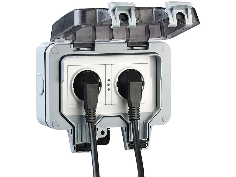 Luminea Home Control WLAN Steckdose:Outdoor-WLAN-Aufputz-Doppelsteckdose, Sprachbefehl, Strommessung, App – Bild 10