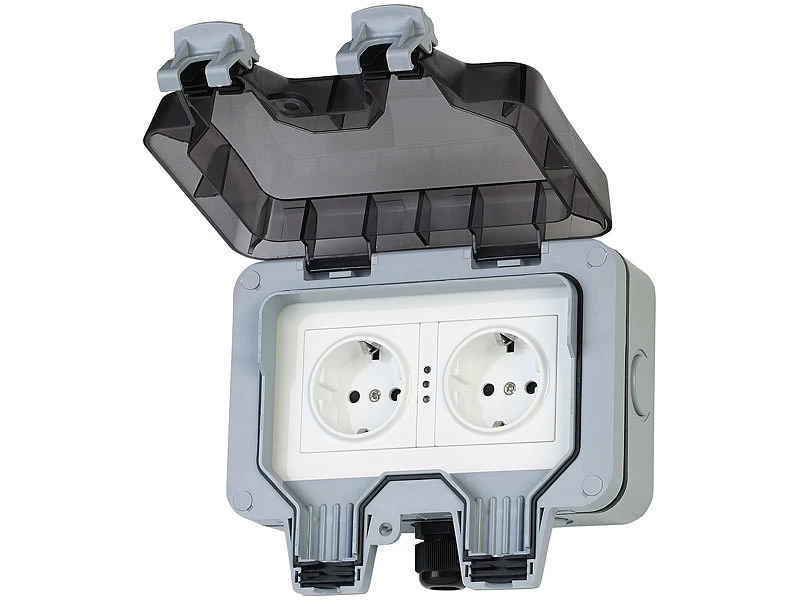 Luminea Home Control WLAN Steckdose:Outdoor-WLAN-Aufputz-Doppelsteckdose, Sprachbefehl, Strommessung, App – Bild 9