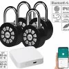 Xcase BT-Schloss:4er Metall-Vorhängeschloss Mit Zahlencode Und App, IP65 + Gateway
