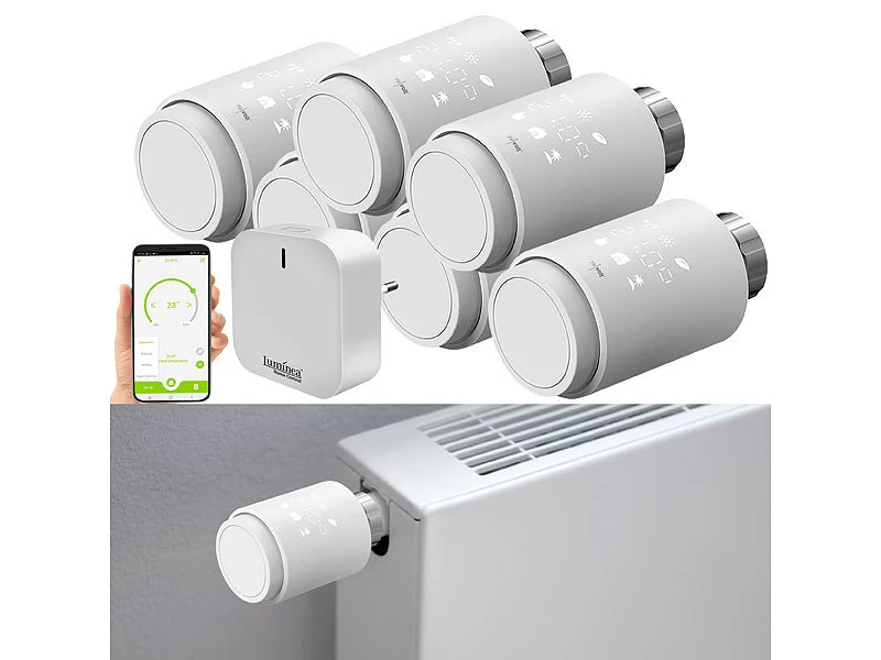 Revolt Heizungsthermostate:6er-Set Programmierbare Heizkörper-Thermostate Mit WLAN-Gateway & App – Bild 2